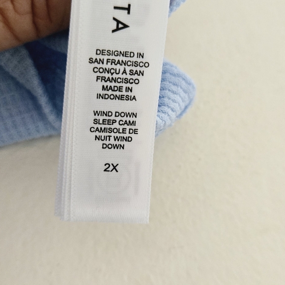 🏷️Athleta Wind Down Sleep Top Waffle Knit Baby Blue 2X - Picture 10 of 11